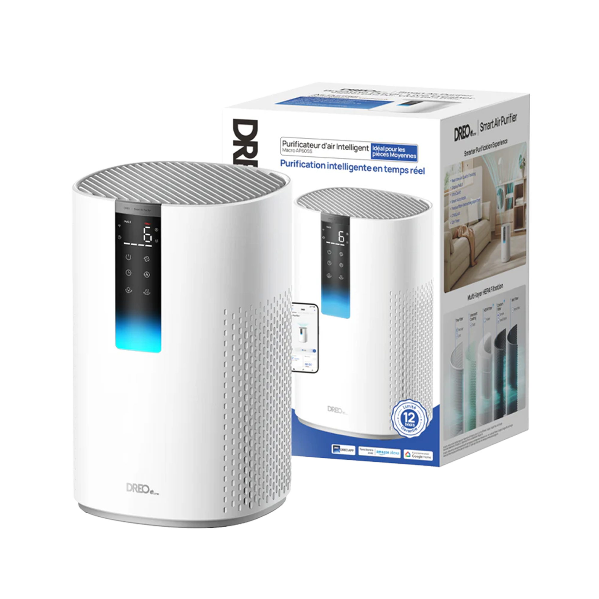 DREO Macro 605S Akıllı Hava Temizleyici – True HEPA, Sessiz Çalışma