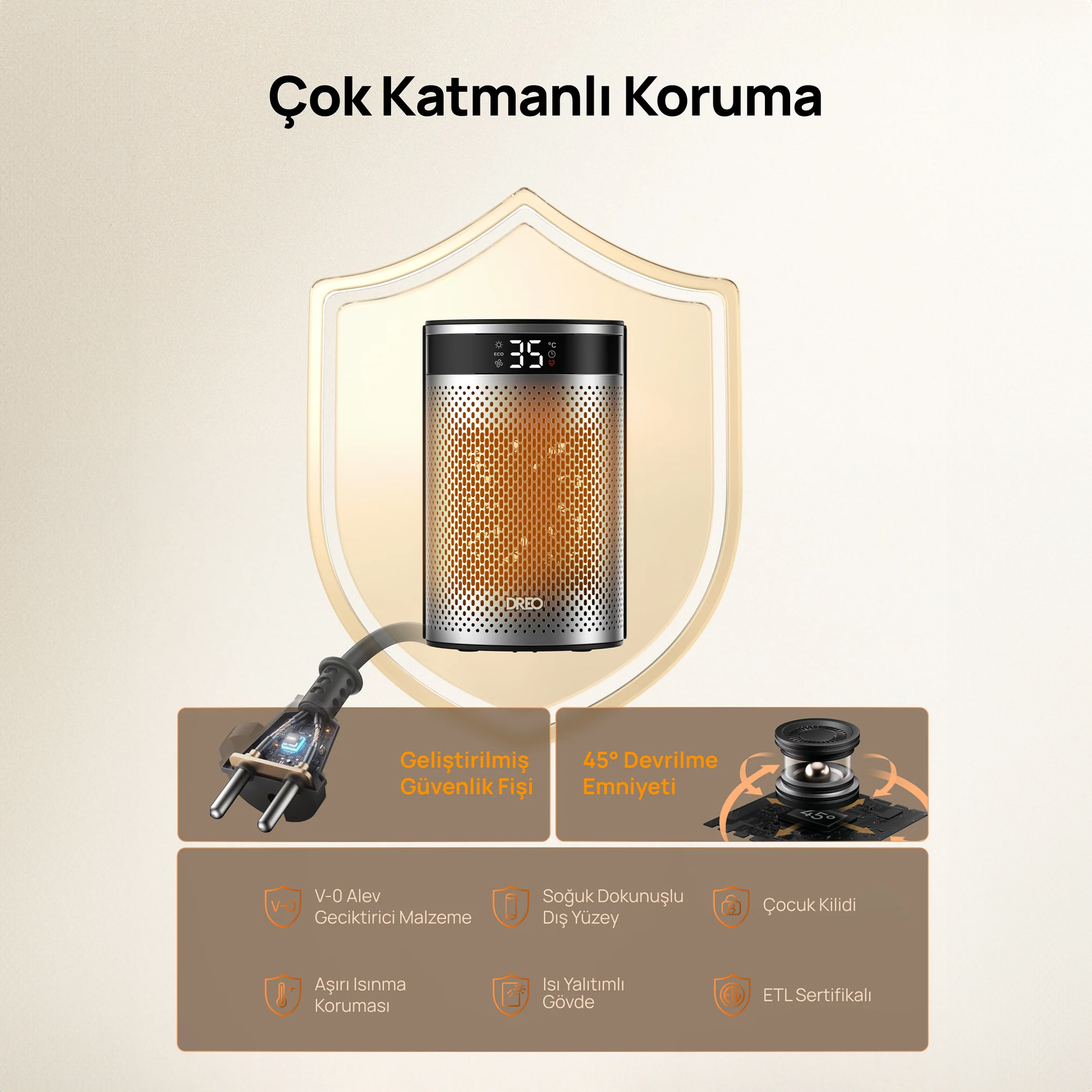 DREO Atom 416 Akıllı Elektrikli Isıtıcı – Hızlı Isıtma, Sessiz Çalışma, Enerji Tasarruflu Kompakt Tasarım