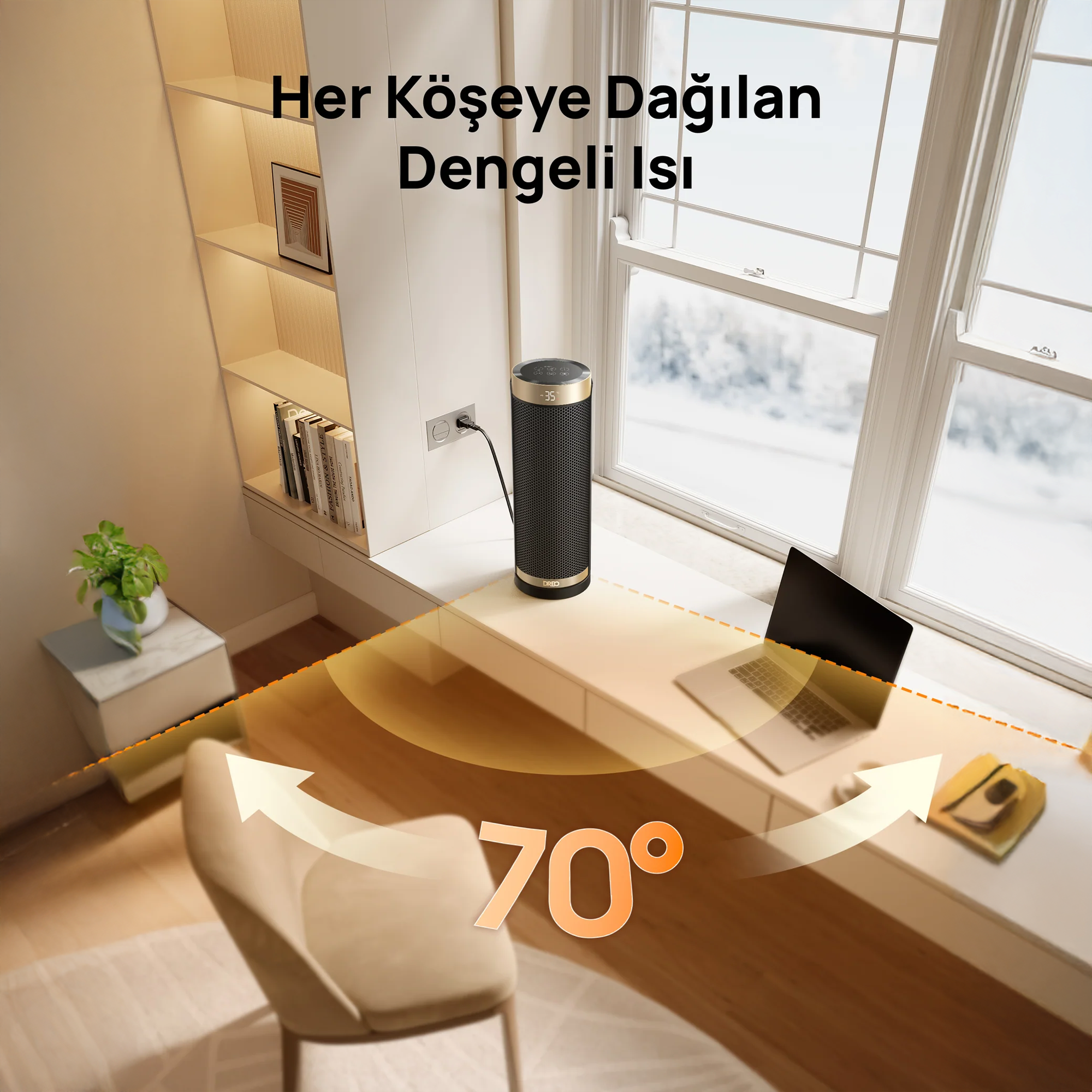 DREO Solaris Slim H3S Akıllı Elektrikli Isıtıcı – İnce Tasarım, Hızlı Isıtma, Sessiz ve Enerji Tasarruflu
