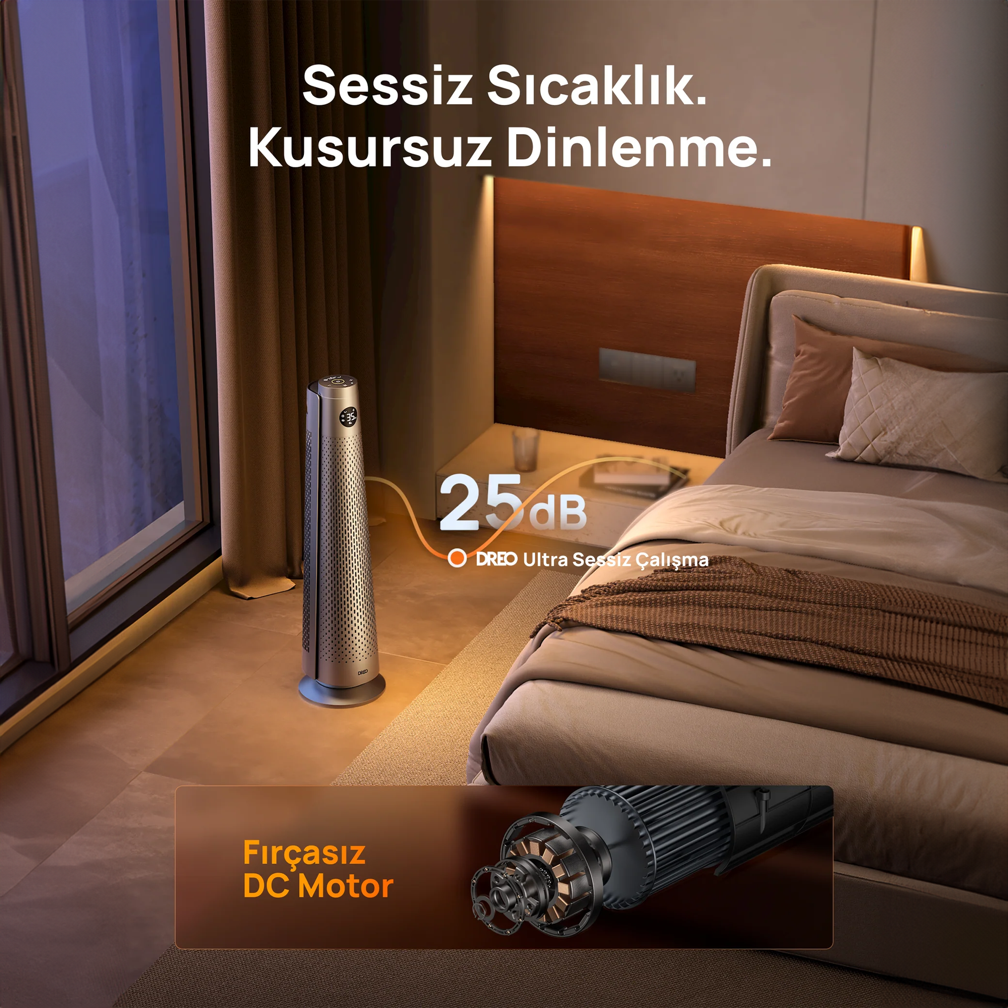 DREO Solaris 718 Akıllı Elektrikli Isıtıcı – Sessiz Çalışma, Hızlı Isıtma, Enerji Tasarruflu Isı Kontrolü