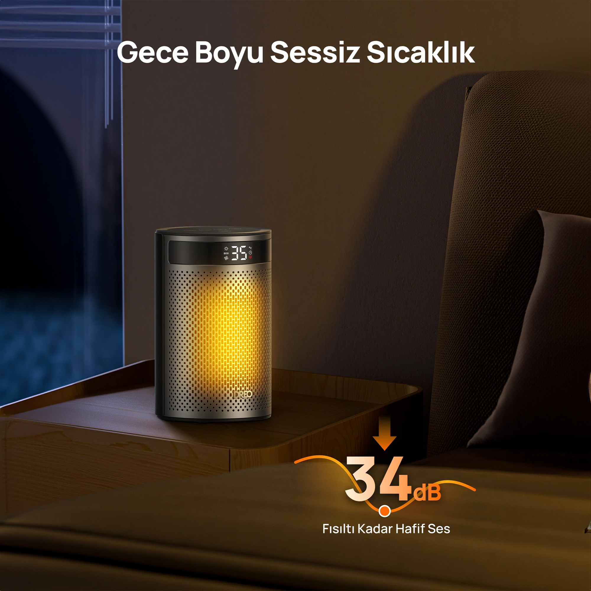 DREO Atom 416 Akıllı Elektrikli Isıtıcı – Hızlı Isıtma, Sessiz Çalışma, Enerji Tasarruflu Kompakt Tasarım