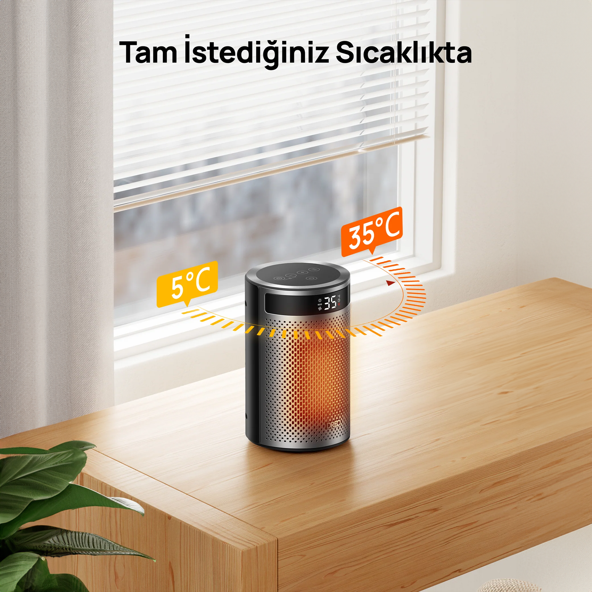 DREO Atom 416 Akıllı Elektrikli Isıtıcı – Hızlı Isıtma, Sessiz Çalışma, Enerji Tasarruflu Kompakt Tasarım