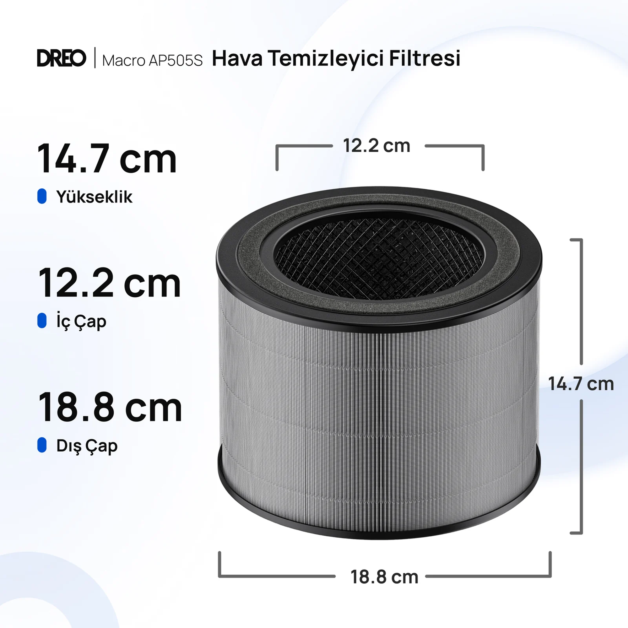 DREO Macro AP506 Hava Temizleyici Yedek Filtresi