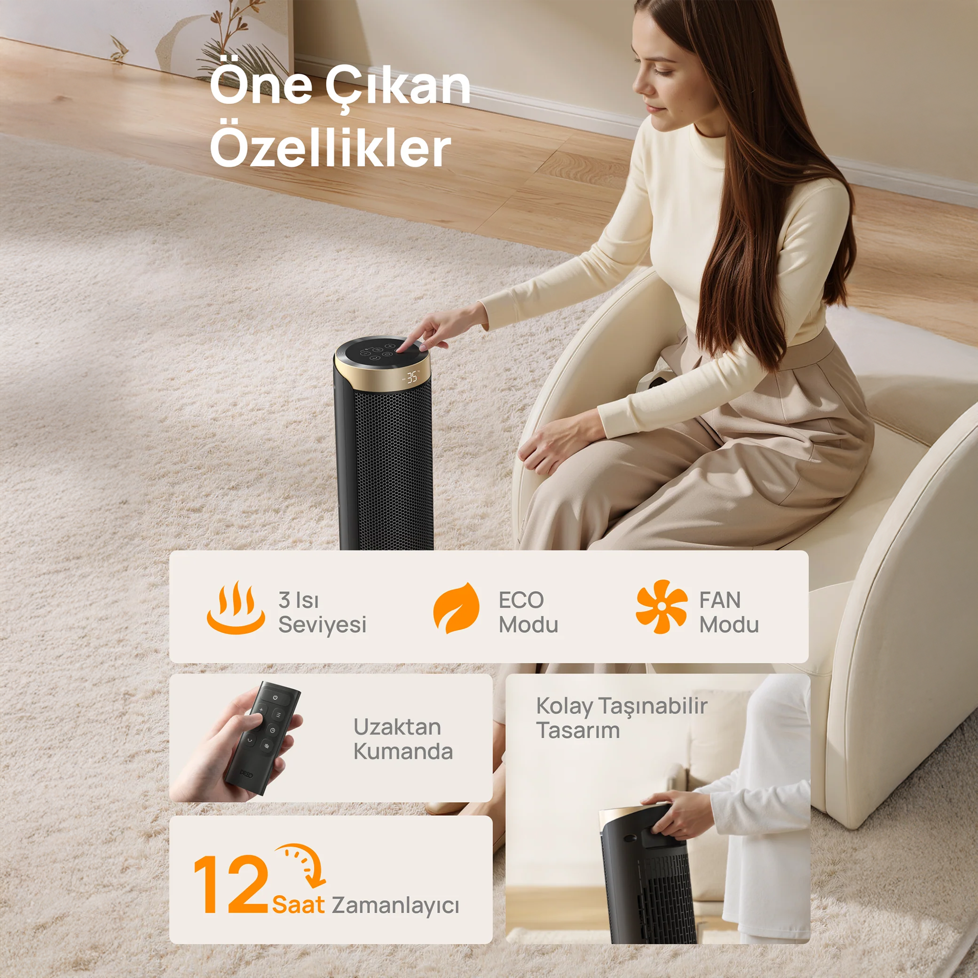 DREO Solaris Slim H3S Akıllı Elektrikli Isıtıcı – İnce Tasarım, Hızlı Isıtma, Sessiz ve Enerji Tasarruflu