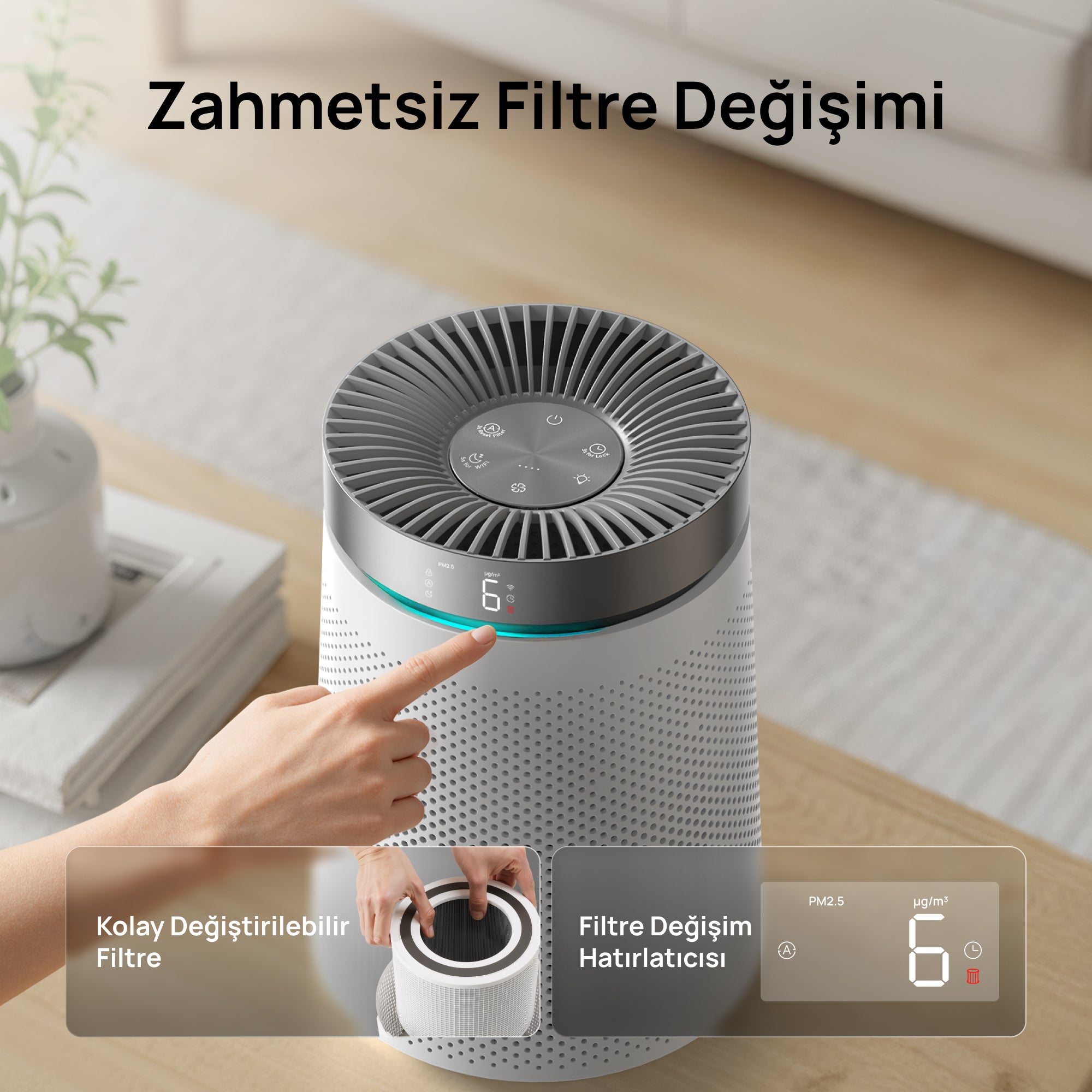 DREO Macro 606 Akıllı Hava Temizleyici – True HEPA, Sessiz, Büyük Alan